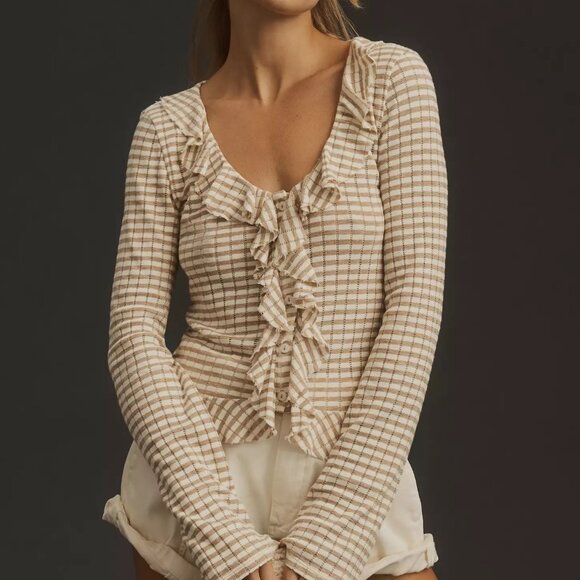 Pilcro Ruffled Cardigan Sweater - Picture 5 of 6